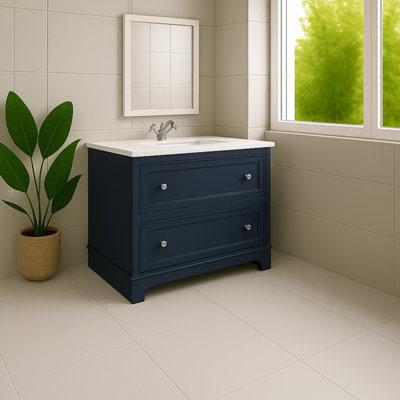 Plum&clay Beckett Dark Grey Floor Standing Traditional Bathroom Vanity Unit With White Worktop & Ceramic Basin (W)1000mm (H)850mm from B&Q