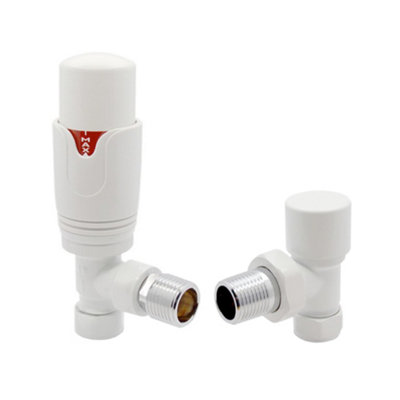 Plum&clay Pair Of Angled White Thermostatic Radiator Valves from B&Q