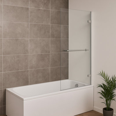 Plum&clay Lola Chrome Hinged Bath Screen With Towel Rail (W)800mm (H)1600mm from B&Q