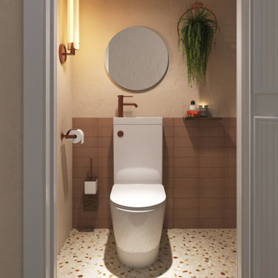 Plum&clay Liora 2 In 1 Close Coupled Rimless Toilet With Basin Inc. Bronze Tap from B&Q