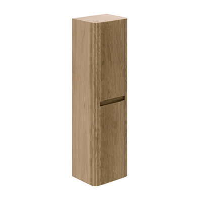 Plum&clay Isla Fluted Oak Wood Wall Mounted Bathroom Tall Storage Unit from B&Q