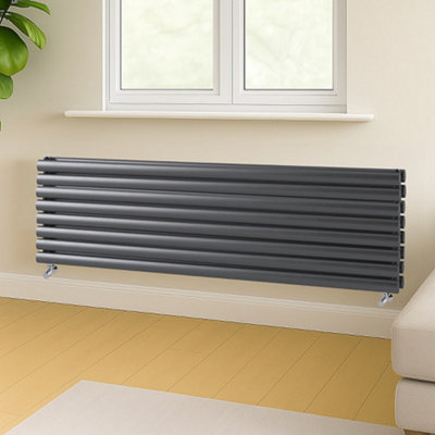 B&Q -  Kensington Grey Double Horizontal Radiator (H)472mm (W)1800mm