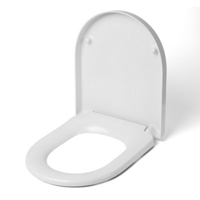 Plum&clay Aria White D-Shaped Standard Soft Close Toilet Seat With Quick Release Hinges from B&Q