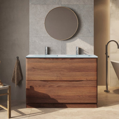 Plum&clay Eden Redwood Floorstanding Vanity Unit With White Glass Basin (W)1200mm from B&Q