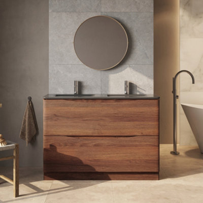 Plum&clay Eden Redwood Floorstanding Vanity Unit With Grey Glass Basin (W)1200mm from B&Q