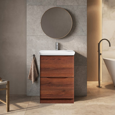 Plum&clay Eden Redwood Floorstanding Vanity Unit With Round Resin Basin (W)640mm from B&Q