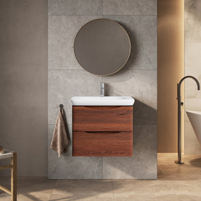 Plum&clay Eden Redwood Wall Hung Vanity Unit With Round Resin Basin (W)640mm from B&Q