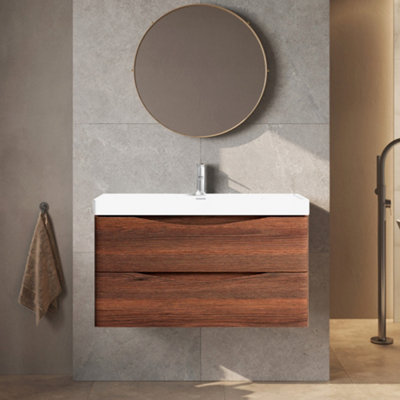 Plum&clay Eden Redwood Wall Hung Vanity Unit With Resin Basin (W)900mm from B&Q