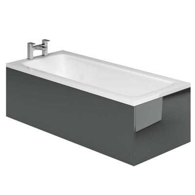 Plum&clay Novela Anthracite Grey Gloss Front Bath Panel (L)1800mm from B&Q