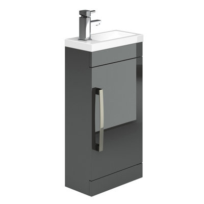 Plum&clay Novela Gloss Anthracite Floorstanding Cloakroom Vanity Unit (W)400mm from B&Q