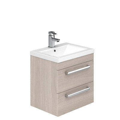 Plum&clay Novela Light Wood Wall Hung Vanity Unit With Ceramic Basin (W)600mm from B&Q