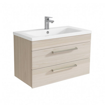 Plum&clay Novela Light Wood Wall Hung Vanity Unit With Ceramic Basin (W)800mm from B&Q
