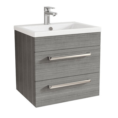 Plum&clay Novela Grey Wood Wall Hung Vanity Unit With Ceramic Basin (W)515mm from B&Q
