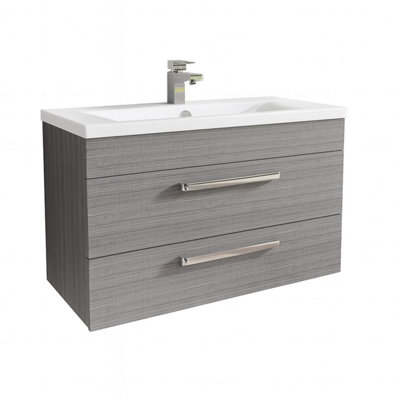 Plum&clay Novela Grey Wood Wall Hung Vanity Unit With Ceramic Basin (W)800mm from B&Q