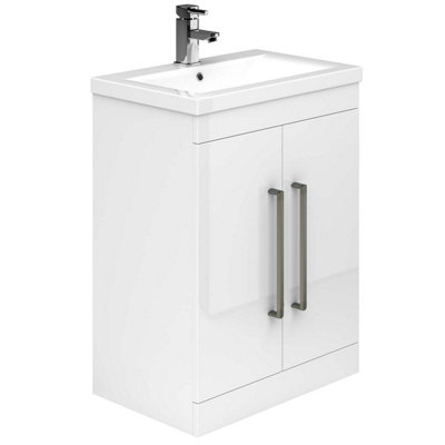 Plum&clay Novela Gloss White Floor Standing Vanity Unit With Ceramic Basin (W)600mm from B&Q