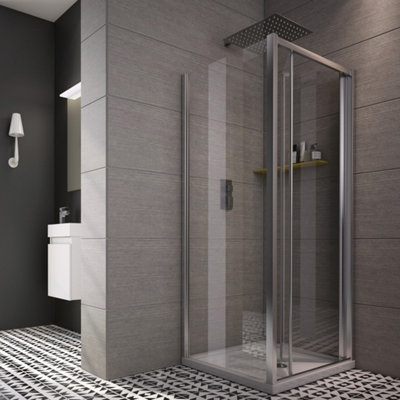 Plum&clay Riven Bi-Fold Shower Door (W)900mm from B&Q