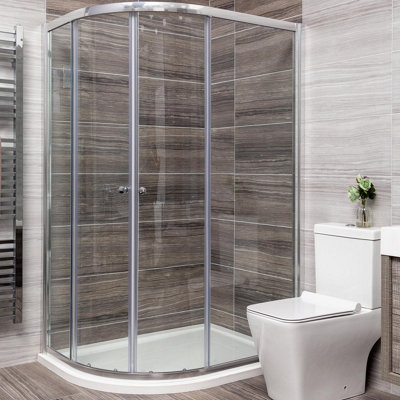 Plum&clay Riven Sliding Double Door Quadrant Enclosure (L)900mm (W)900mm from B&Q