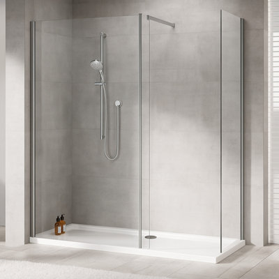 Plum&clay Riven Chrome Walk In Shower Enclosure With Tray (L)1600mm (W)800mm from B&Q