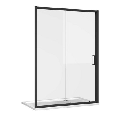 Plum&clay Flora Black Sliding Shower Door (W)1600mm from B&Q