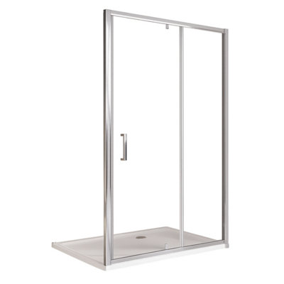 Plum&clay Flora Chrome Pivot Shower Door (W)1200mm from B&Q