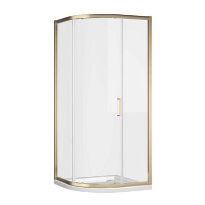 Plum&clay Flora Gold Single Sliding Door Offset Quadrant Enclosure (W)900mm (D)900mm from B&Q