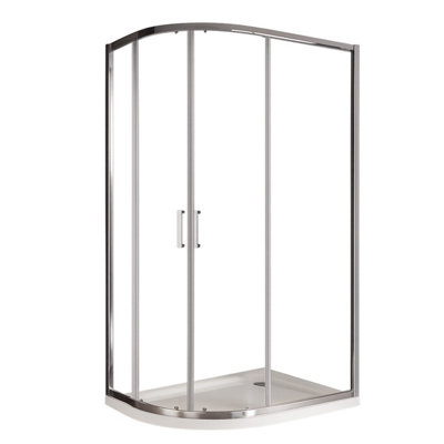 Plum&clay Flora Chrome Sliding Double Door Offset Quadrant Enclosure (L)1300mm (W)760mm from B&Q