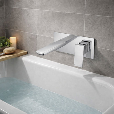 Plum&clay Zoia Chrome Wall Mounted Mixer Bath Tap from B&Q