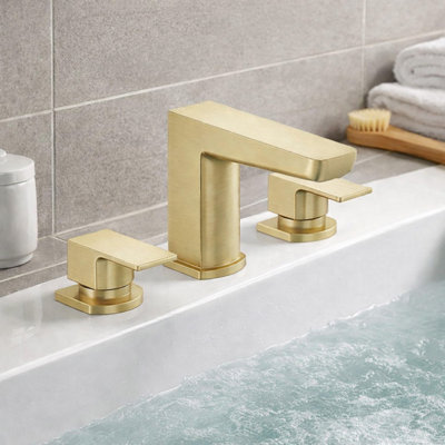 Plum&clay Zoia Gold Deck Mounted 3 Hole Bath Filler from B&Q