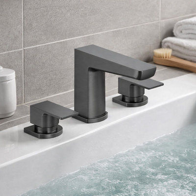 Plum&clay Zoia Gun Grey Deck Mounted 3 Hole Bath Filler from B&Q
