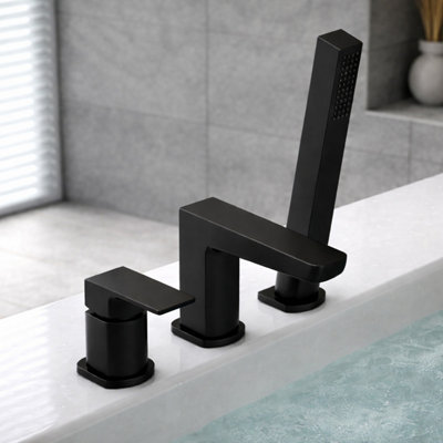 Plum&clay Zoia Black Deck Mounted 3 Hole Bath Shower Mixer from B&Q