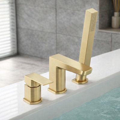 Plum&clay Zoia Gold Deck Mounted 3 Hole Bath Shower Mixer from B&Q