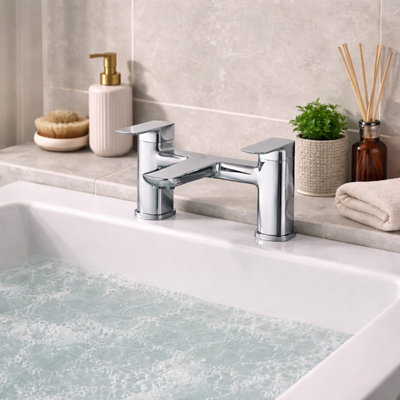 Plum&clay Zoia Chrome Bath Filler Mixer Tap Double Lever Bath Tap from B&Q