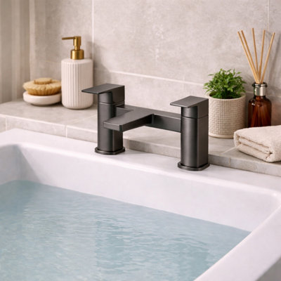 Plum&clay Zoia Gun Grey Bath Filler Mixer Tap from B&Q