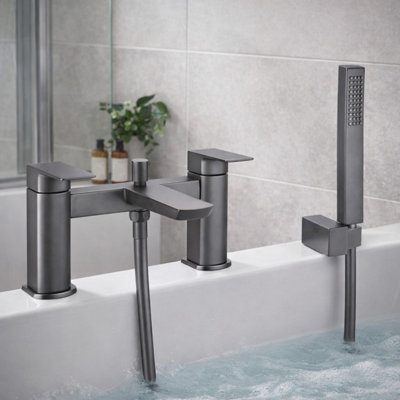 Plum&clay Zoia Gun Grey Bath Shower Mixer Tap from B&Q