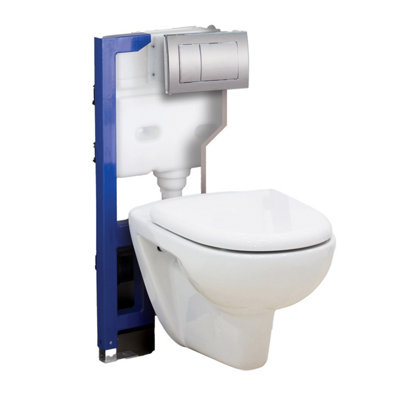 Plum&clay 1200mm Mounting Frame & Concealed Cistern For Wall Hung Toilets With Chrome Flush Plate from B&Q