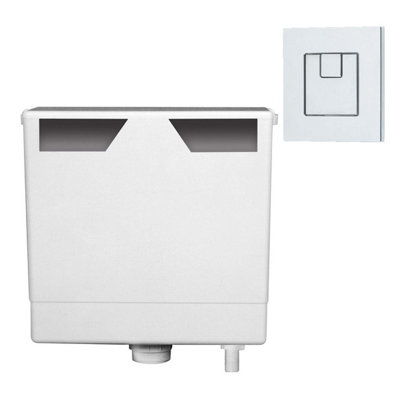 Plum&clay Ether Compact Concealed Dual Flush Cistern With Chrome Square Flush Button from B&Q
