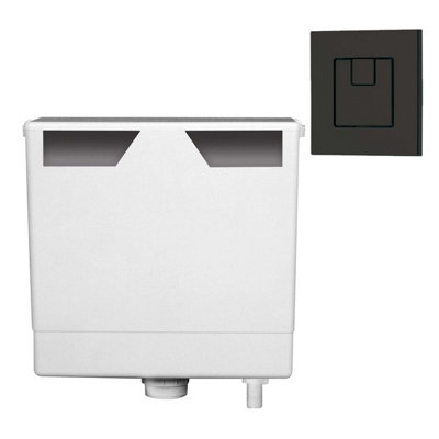 Plum&clay Ether Compact Concealed Dual Flush Cistern With Black Square Flush Button from B&Q