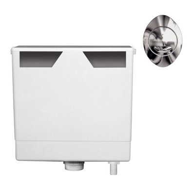 Plum&clay Ether Compact Concealed Dual Flush Cistern With Chrome Oval Flush Button from B&Q