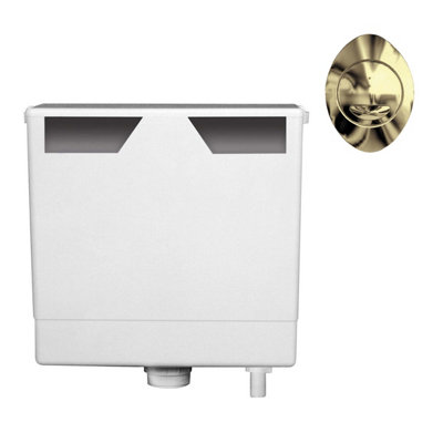 Plum&clay Ether Compact Concealed Dual Flush Cistern With Gold Oval Flush Button from B&Q