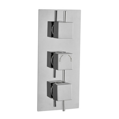 Plum&clay Venus Chrome Concealed Thermostatic Shower Valve With Square Controls & Dual Outlet from B&Q
