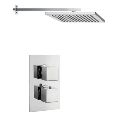 Plum&clay Venus Chrome Single Outlet Concealed Valve & Square Shower Head With Square Controls from B&Q