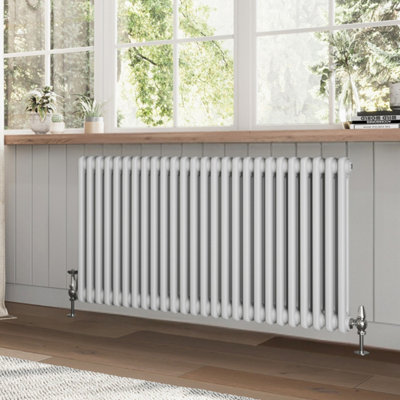 B&Q -  Braxton White Double Horizontal Column Radiator (H)600mm (W)1010