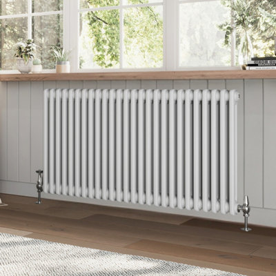 B&Q -  Braxton White Double Horizontal Column Radiator (H)600mm (W)1190