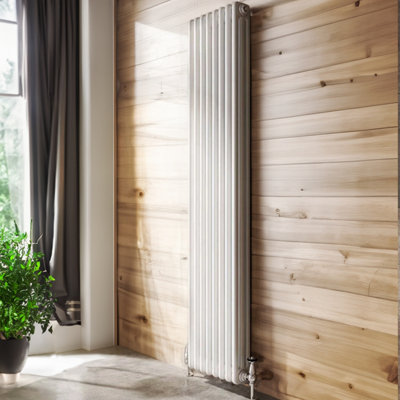 B&Q -  Braxton White Triple Vertical Column Radiator (H)1800mm (W)380mm