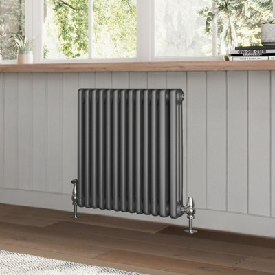 B&Q -  Braxton Grey Triple Horizontal Column Radiator (H)600mm (W)605