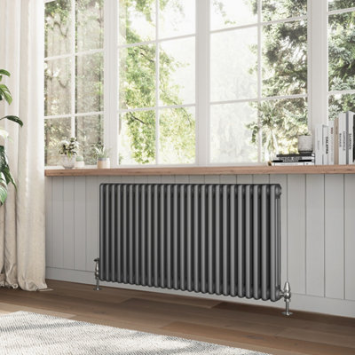 B&Q -  Braxton Grey Triple Horizontal Column Radiator (H)600mm (W)1190