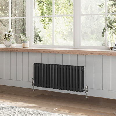 B&Q -  Braxton Black Triple Horizontal Column Radiator (H)300mm (W)785