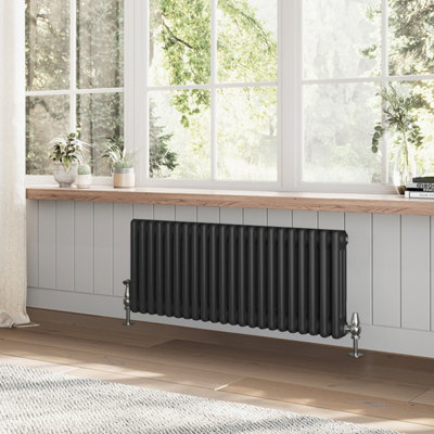 B&Q -  Braxton Black Triple Horizontal Column Radiator (H)400mm (W)1010