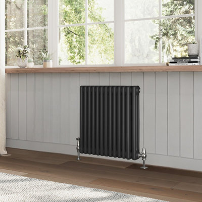 B&Q -  Braxton Black Triple Horizontal Column Radiator (H)600mm (W)605