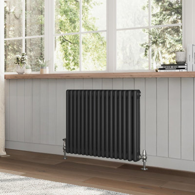 B&Q -  Braxton Black Triple Horizontal Column Radiator (H)600mm (W)785